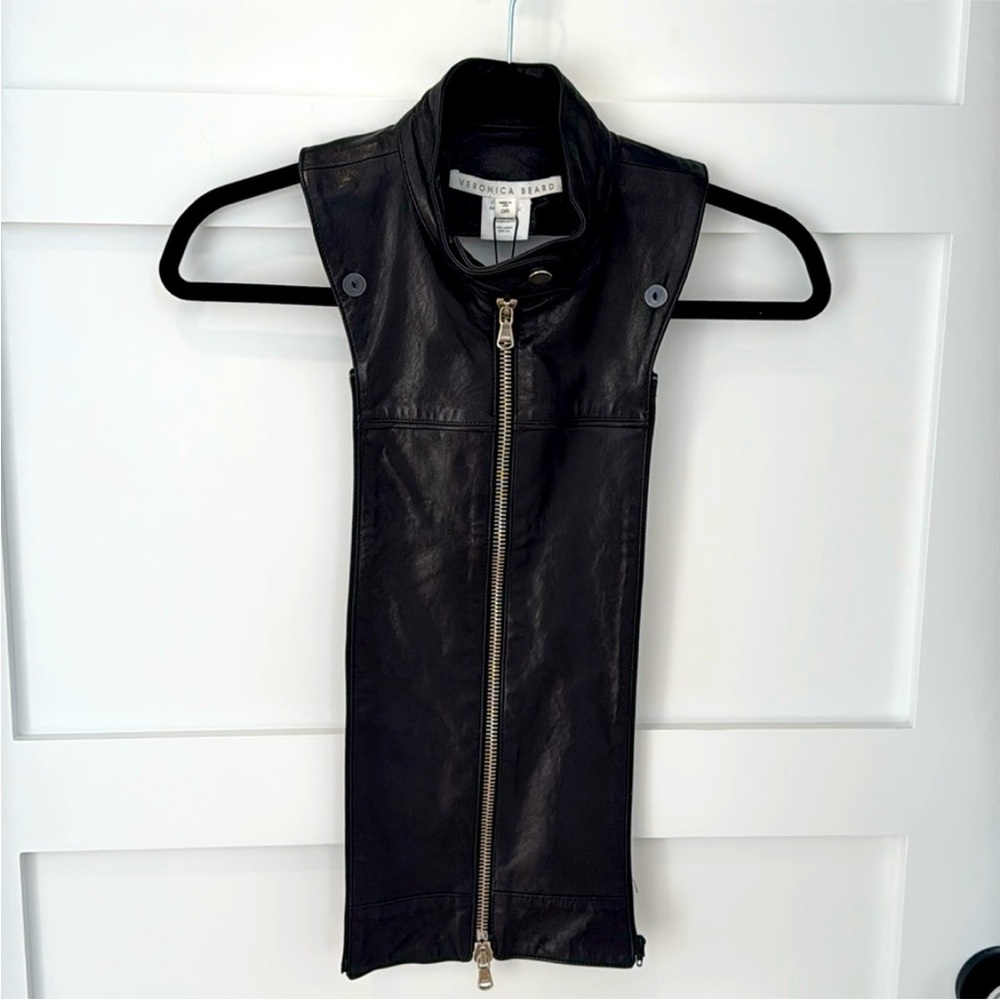 $550 VERONICA BEARD Ashling rider black leather moto Dickey jacket insert